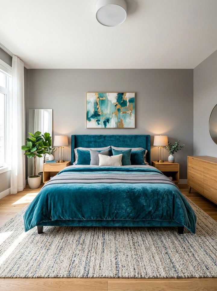 Teal Velvet Bedding - 30 teal bedroom ideas