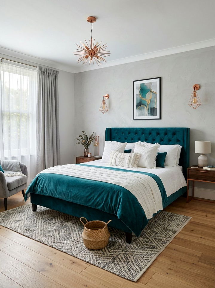 Teal Velvet Bedroom Interior - 30 velvet bedroom ideas