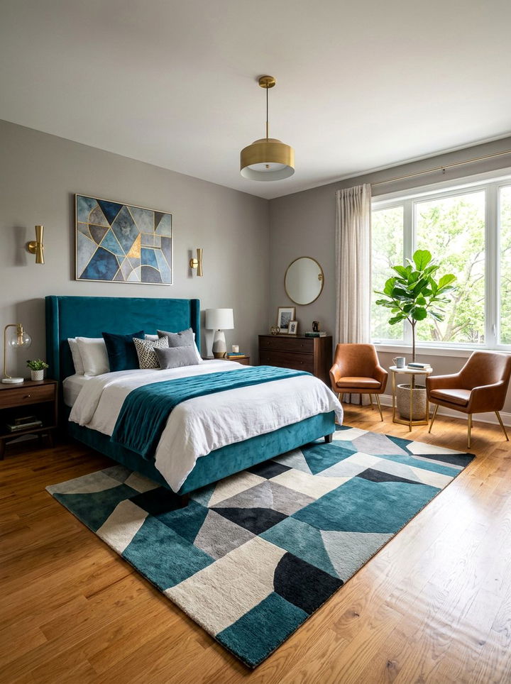 Teal Velvet Bedroom - 30 jewel tone bedroom ideas