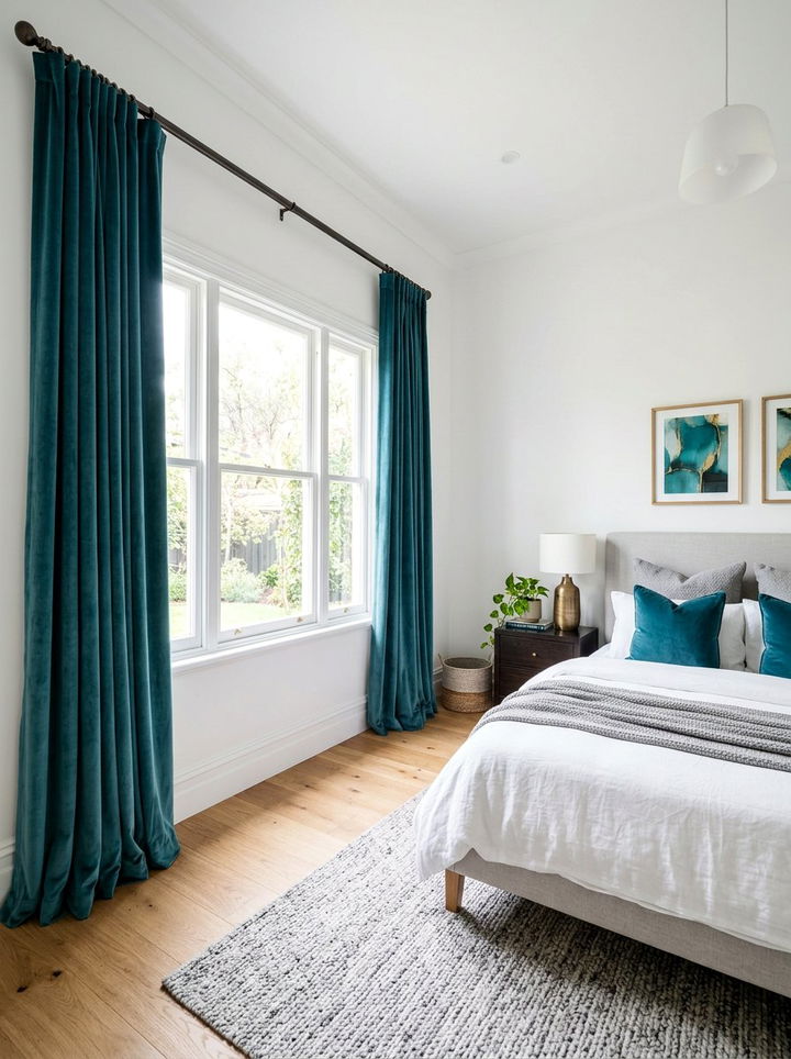 Teal Velvet Curtains Bedroom - 30 teal bedroom decor ideas