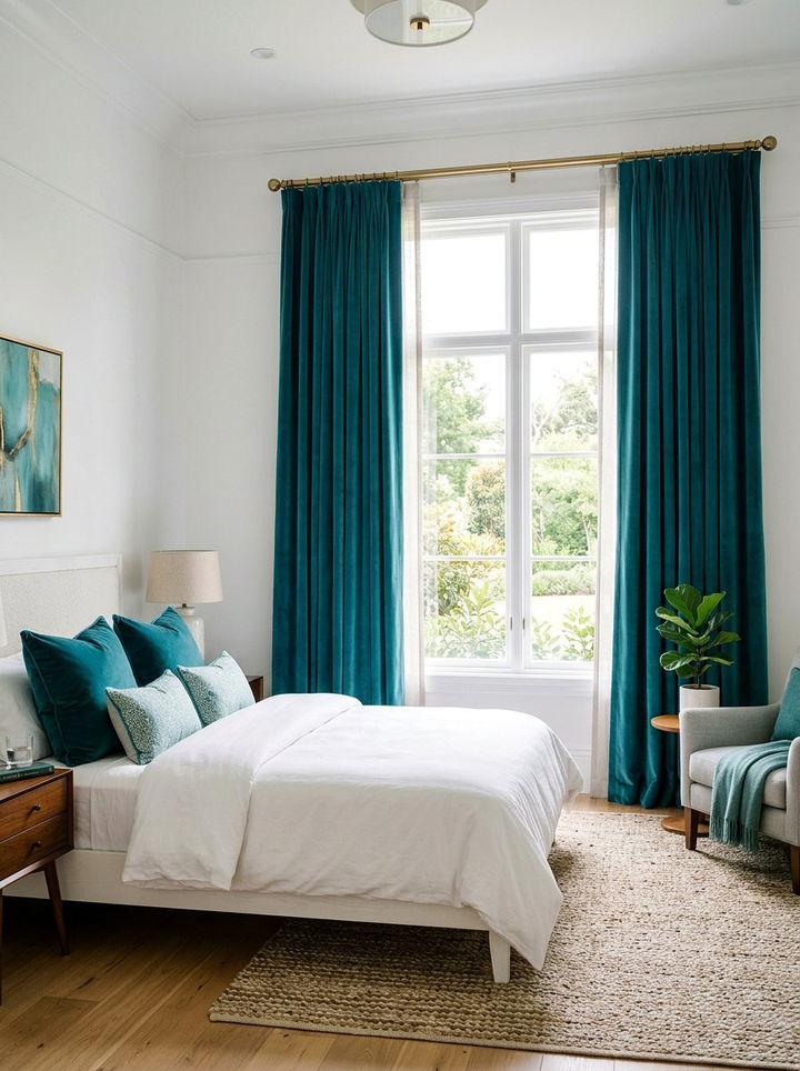 Teal Window Treatments Bedroom - 30 teal and white bedroom ideas