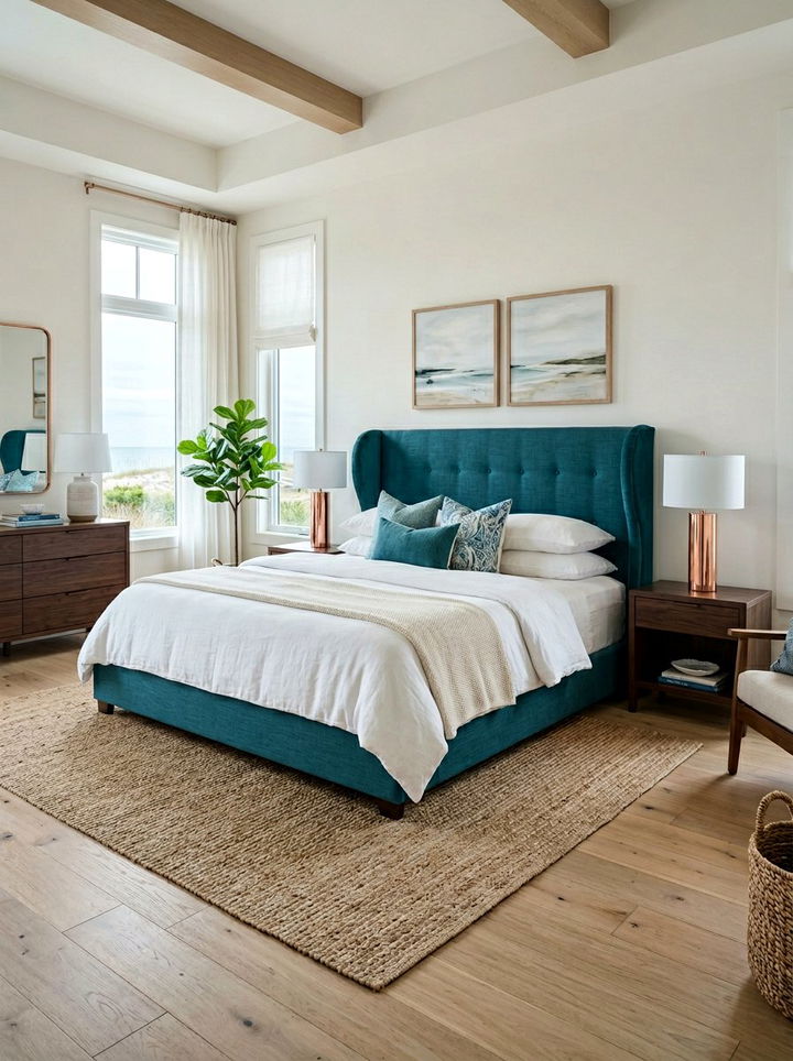 Teal Wingback Headboard - 30 bedroom wingback headboards