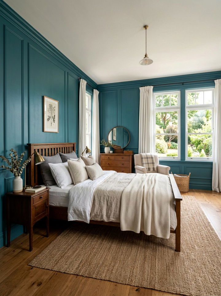 Teal Wood Paneled Bedroom - 30 teal bedroom ideas