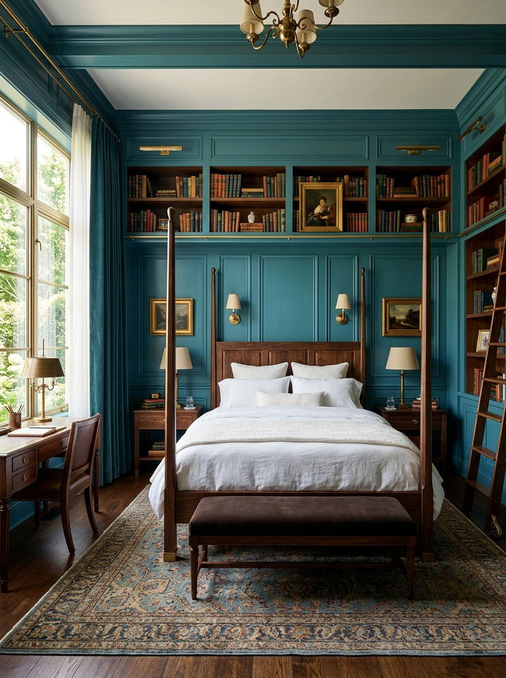 Teal Wood Paneled Bedroom - 30 teal bedroom decor ideas