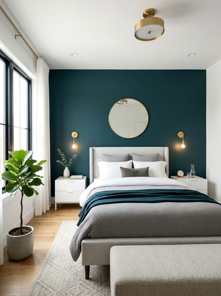 Teal accent wall bedroom - 30 contemporary teal bedroom ideas