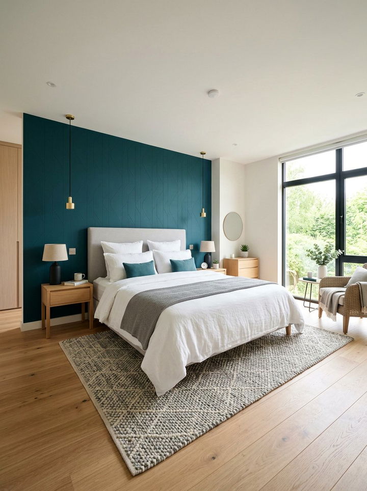 Teal accent wall - 30 modern teal bedroom ideas