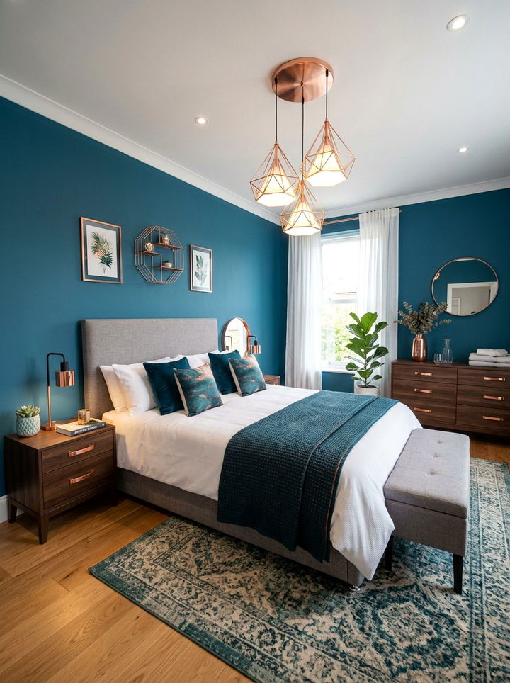 Teal and Copper Bedroom - 30 teal bedroom design ideas