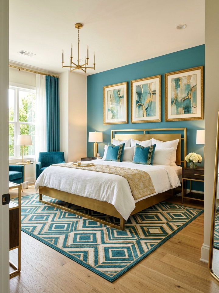 Teal and Gold Bedroom - 30 teal bedroom design ideas