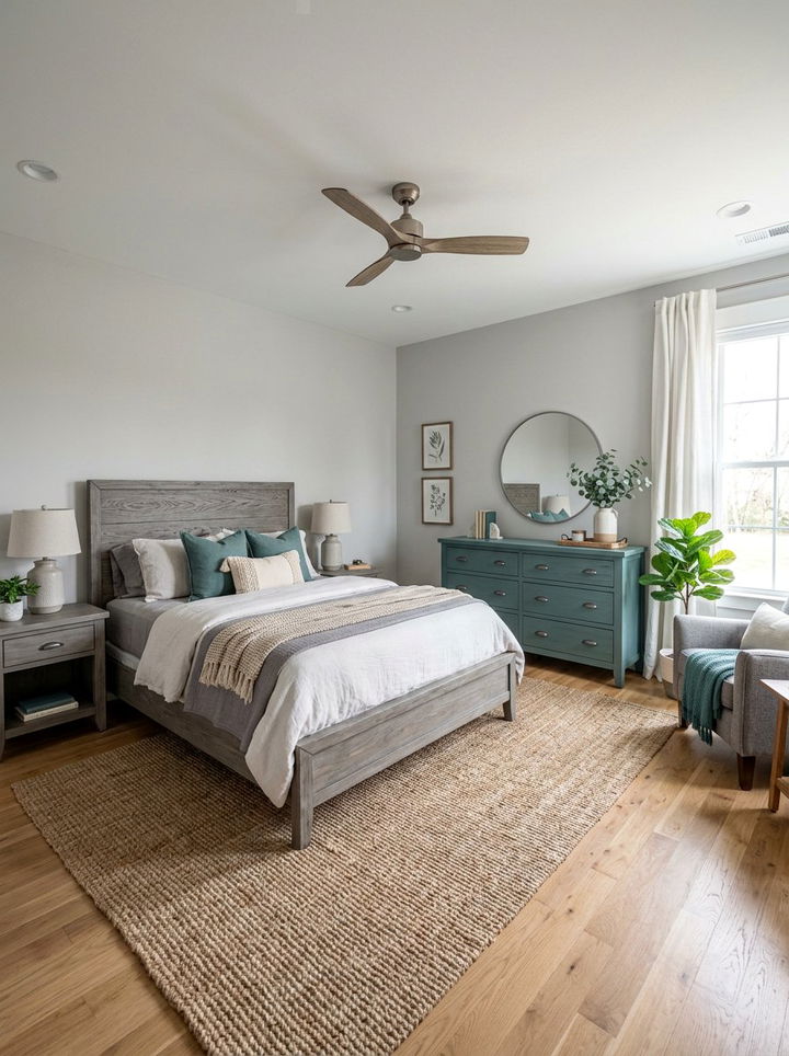 Teal and Gray Wooden Furniture - 30 teal and gray bedroom ideas