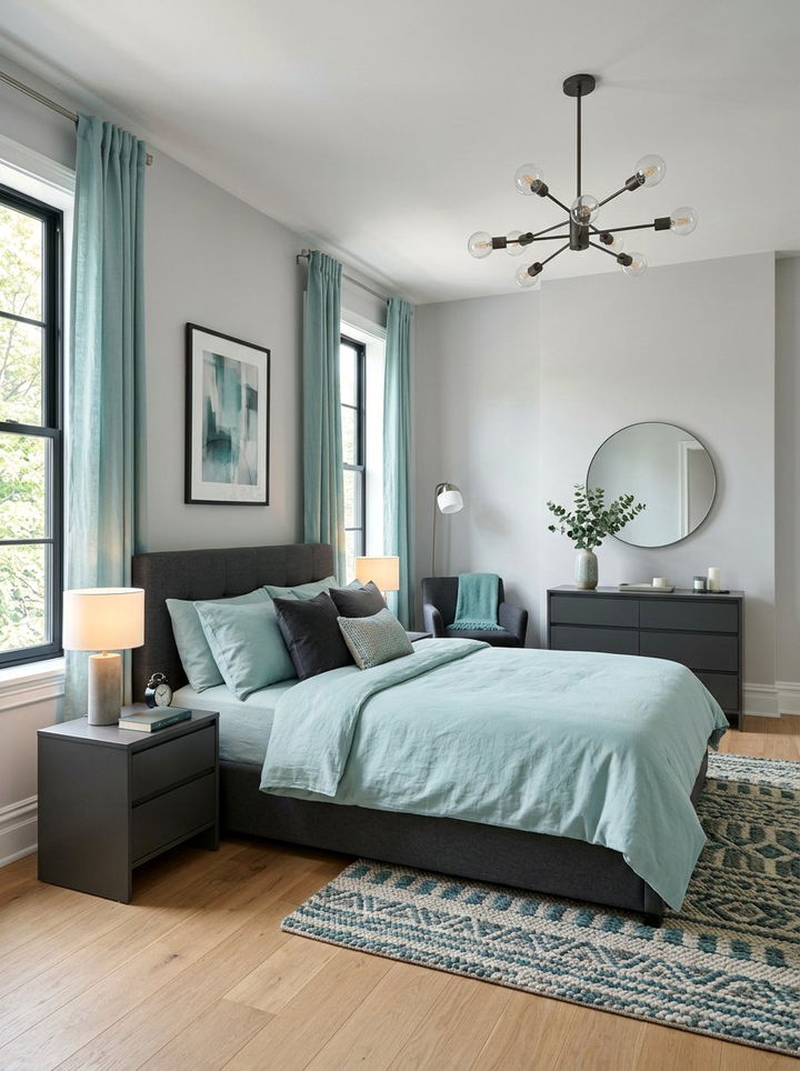 Teal and Grey Bedroom - 30 teal bedroom design ideas