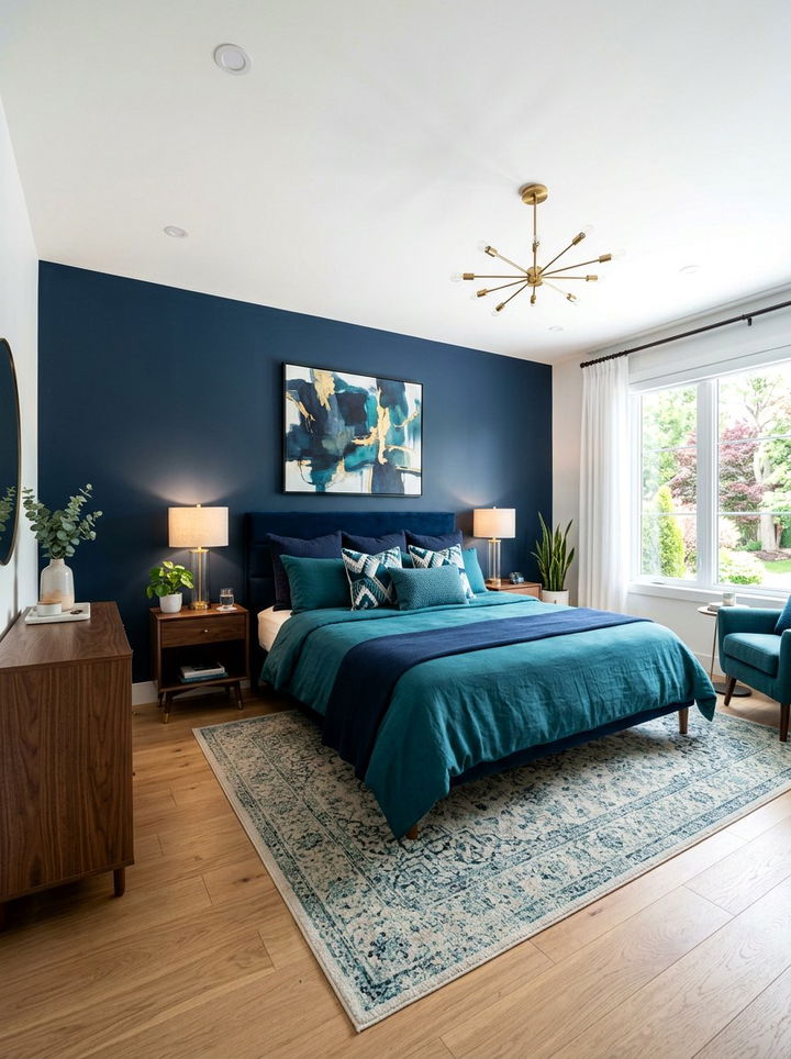 Teal and Navy Bedroom - 30 teal bedroom design ideas