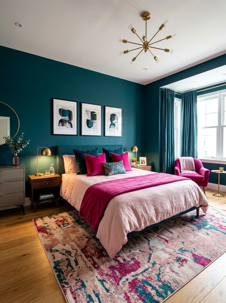 Teal and Pink Bedroom - 30 teal bedroom design ideas
