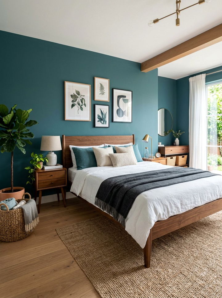 Teal and Wood Bedroom - 30 teal bedroom design ideas