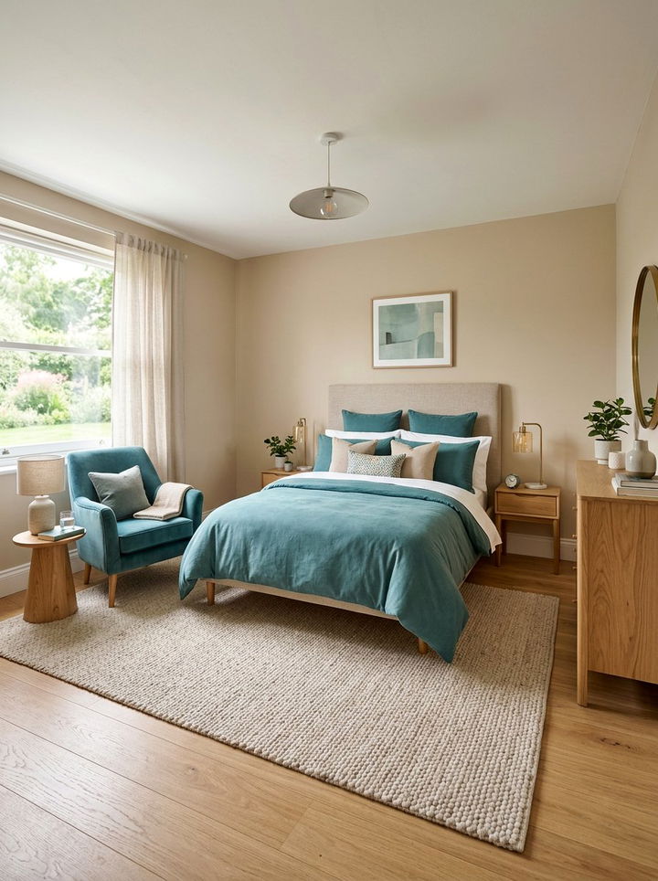Teal and beige bedroom - 30 contemporary teal bedroom ideas