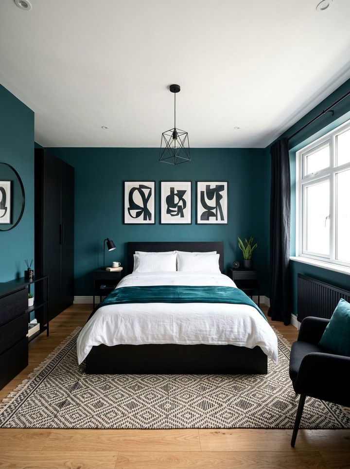 Teal and black bedroom - 30 minimalist teal bedroom ideas
