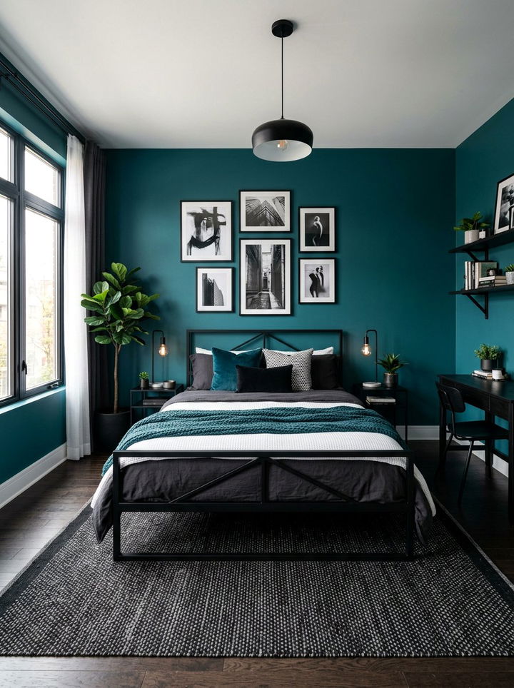 Teal and black bedroom - 30 contemporary teal bedroom ideas