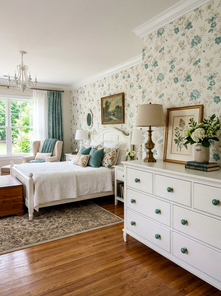 Teal and brass hardware - 30 traditional teal bedroom ideas