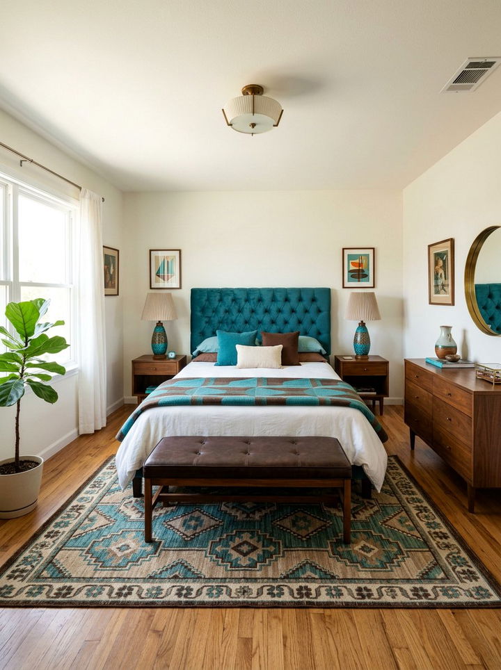 Teal and brown vintage bedroom - 30 vintage bedroom color ideas