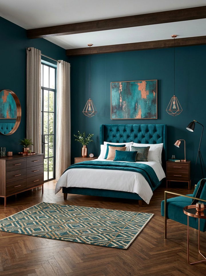 Teal and copper bedroom - 30 contemporary teal bedroom ideas