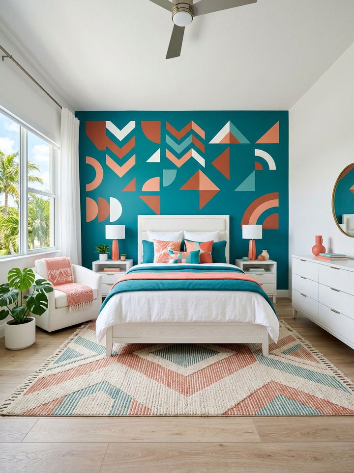 Teal and coral bedroom - 30 bedroom color blocking ideas