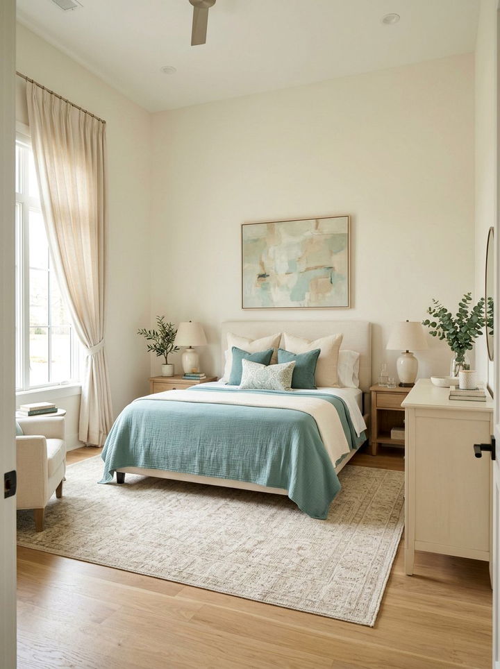 Teal and cream bedroom - 30 minimalist teal bedroom ideas