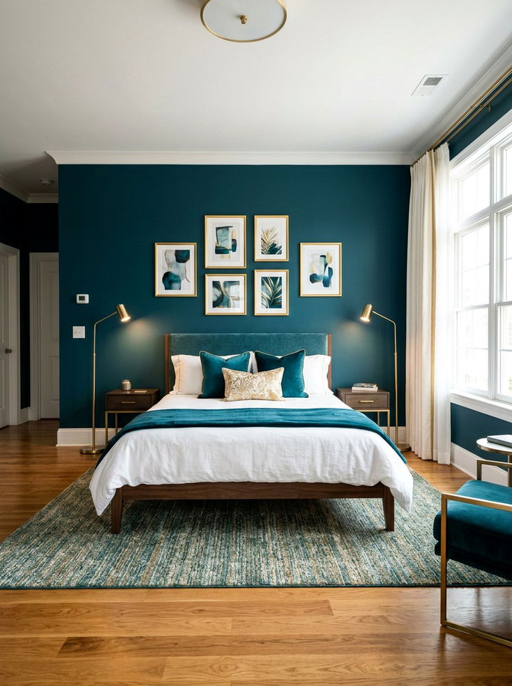 Teal and gold bedroom - 30 minimalist teal bedroom ideas
