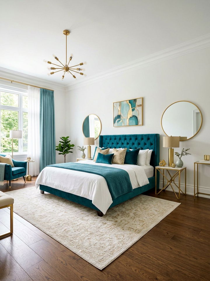 Teal and gold bedroom - 30 contemporary teal bedroom ideas