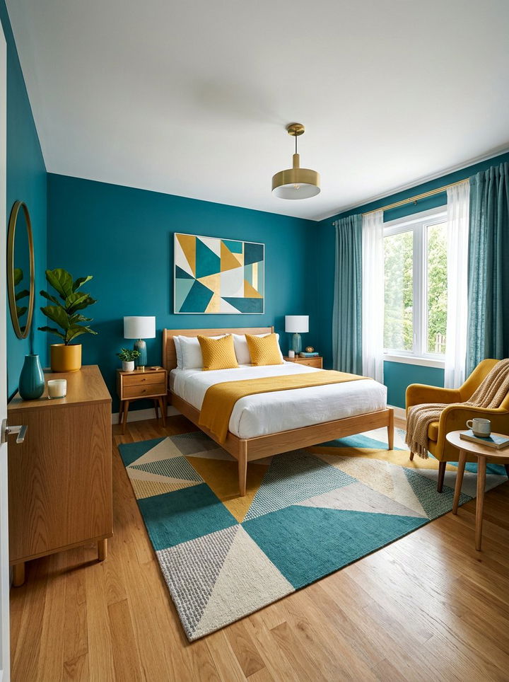 Teal and mustard bedroom - 30 contemporary teal bedroom ideas