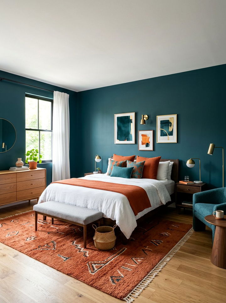Teal and orange bedroom - 30 contemporary teal bedroom ideas