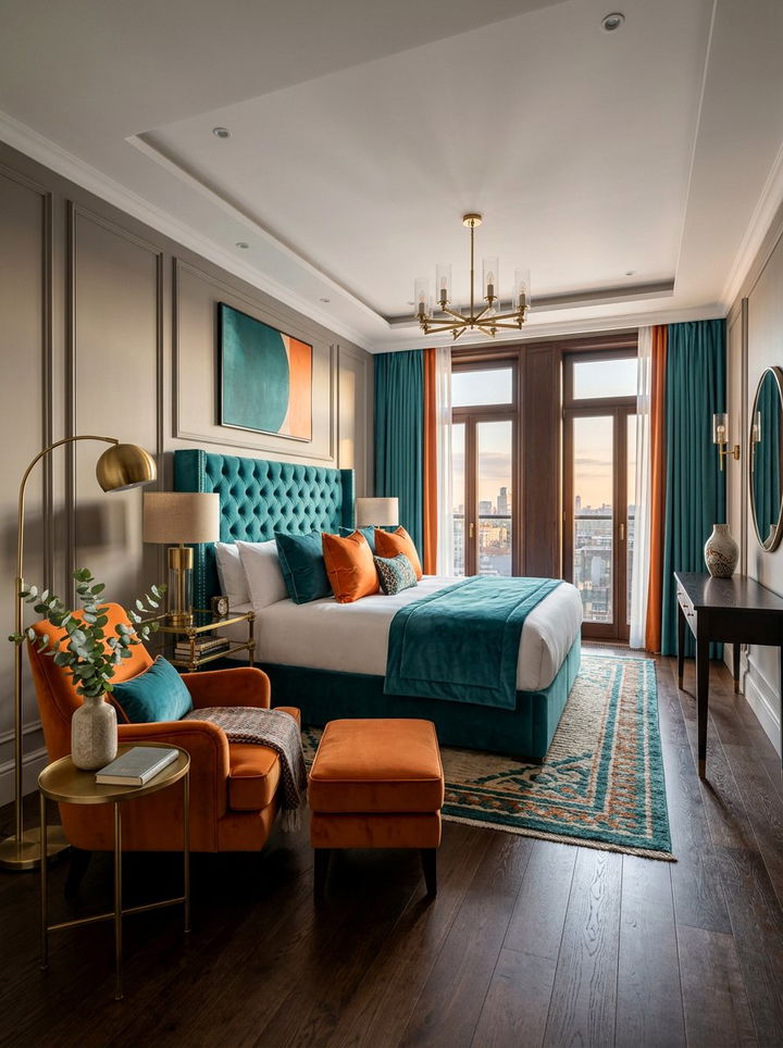 Teal and orange master suite - 30 teal and orange bedroom color combo