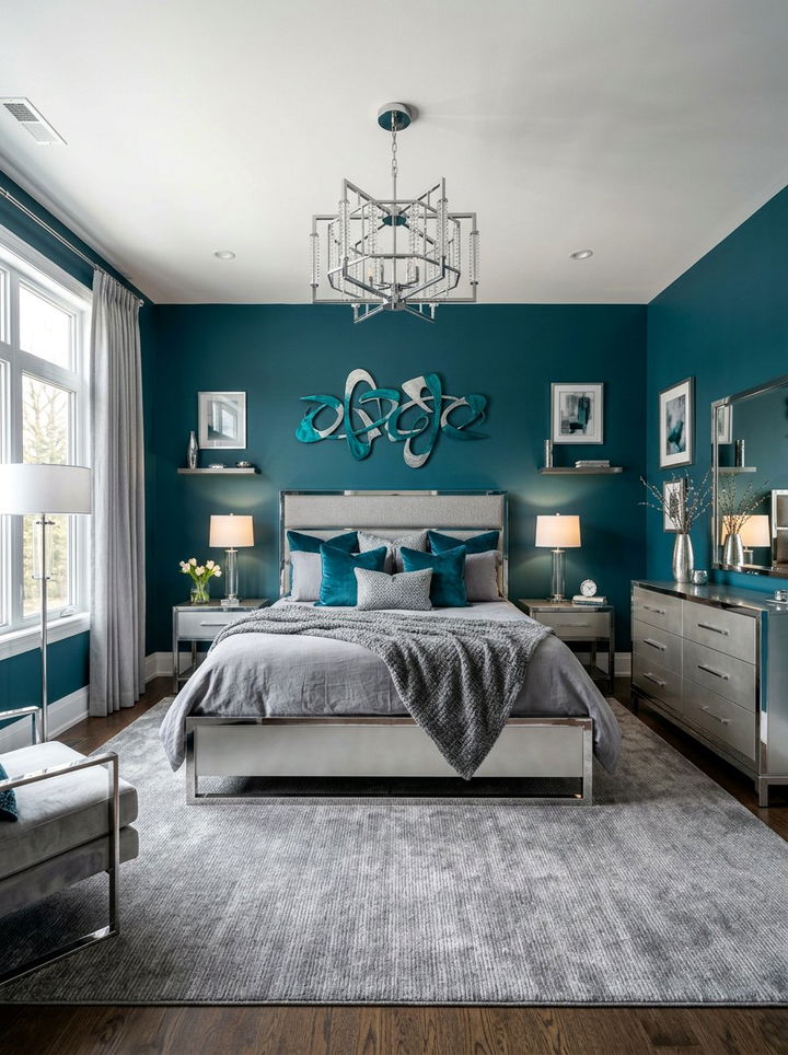 Teal and silver bedroom - 30 contemporary teal bedroom ideas