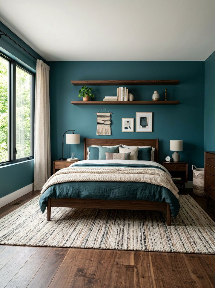 Teal and wood bedroom - 30 contemporary teal bedroom ideas