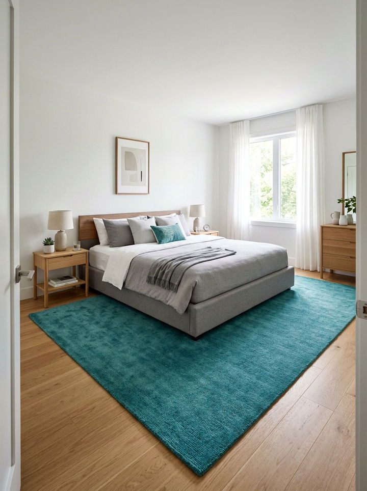 Teal area rug bedroom - 30 minimalist teal bedroom ideas