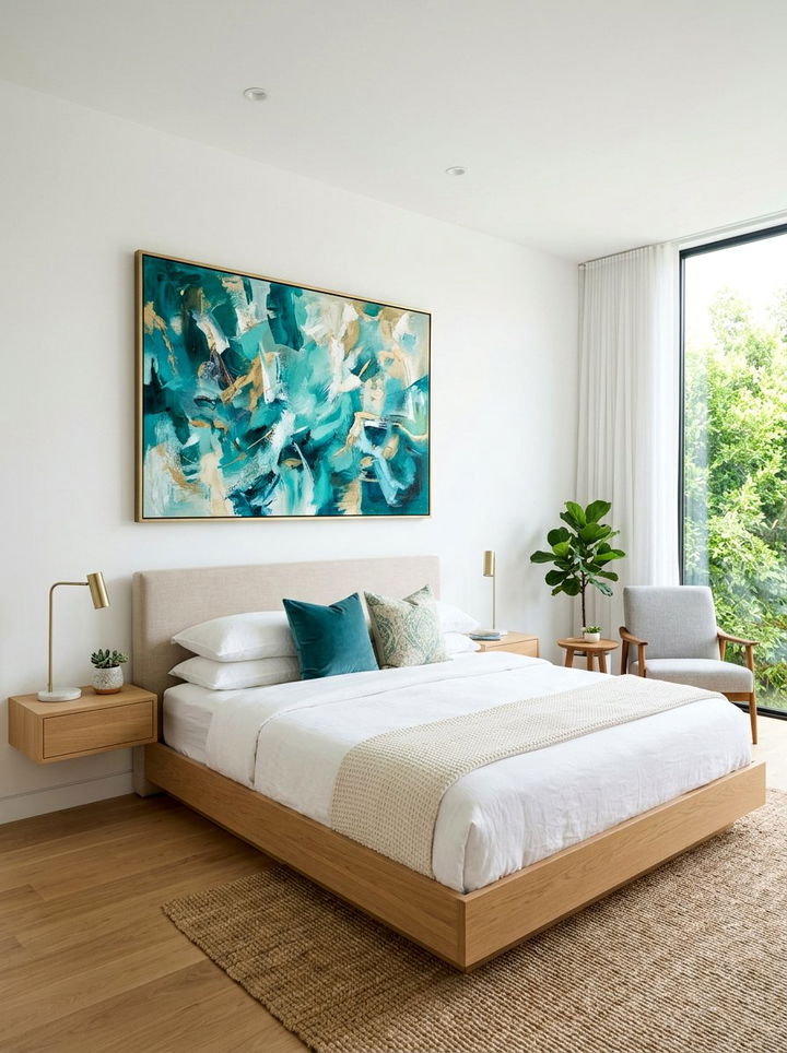 Teal art bedroom - 30 minimalist teal bedroom ideas