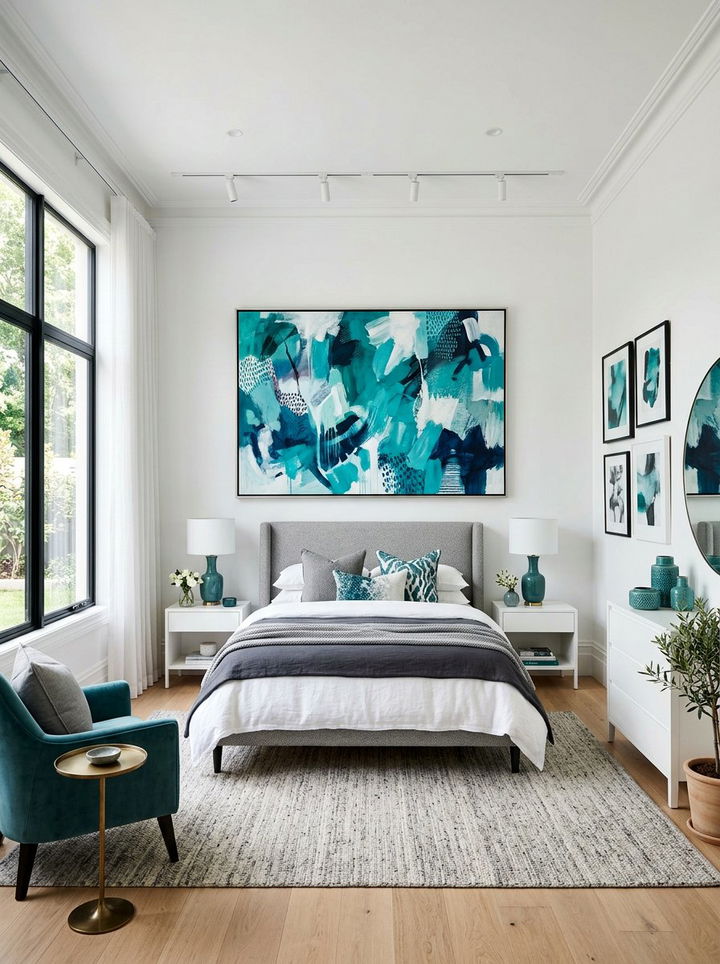 Teal art bedroom - 30 contemporary teal bedroom ideas