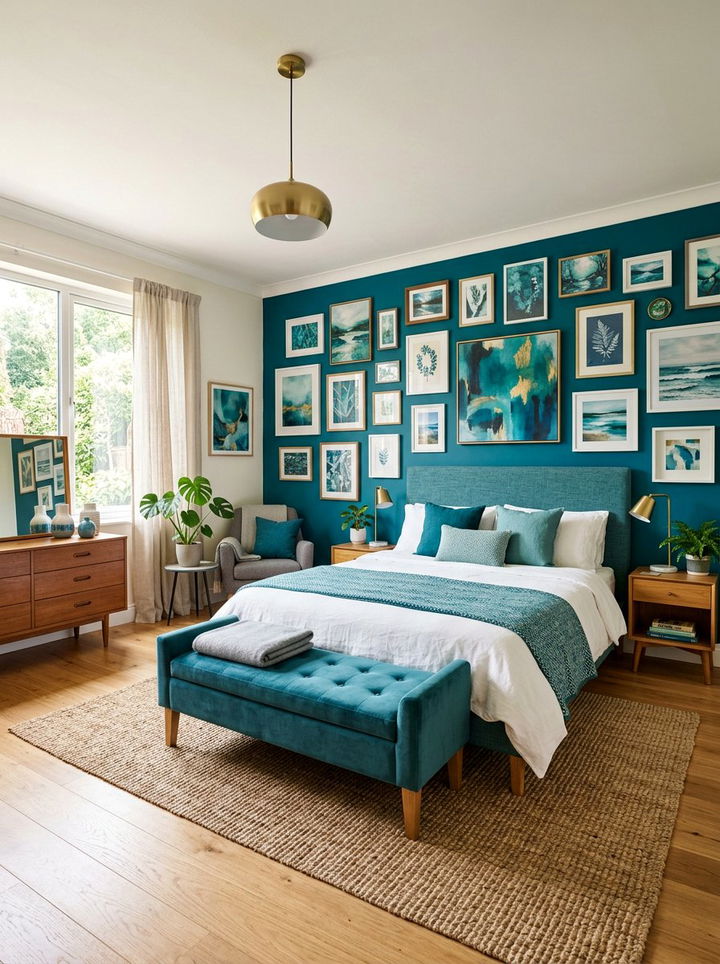 Teal art gallery - 30 modern teal bedroom ideas