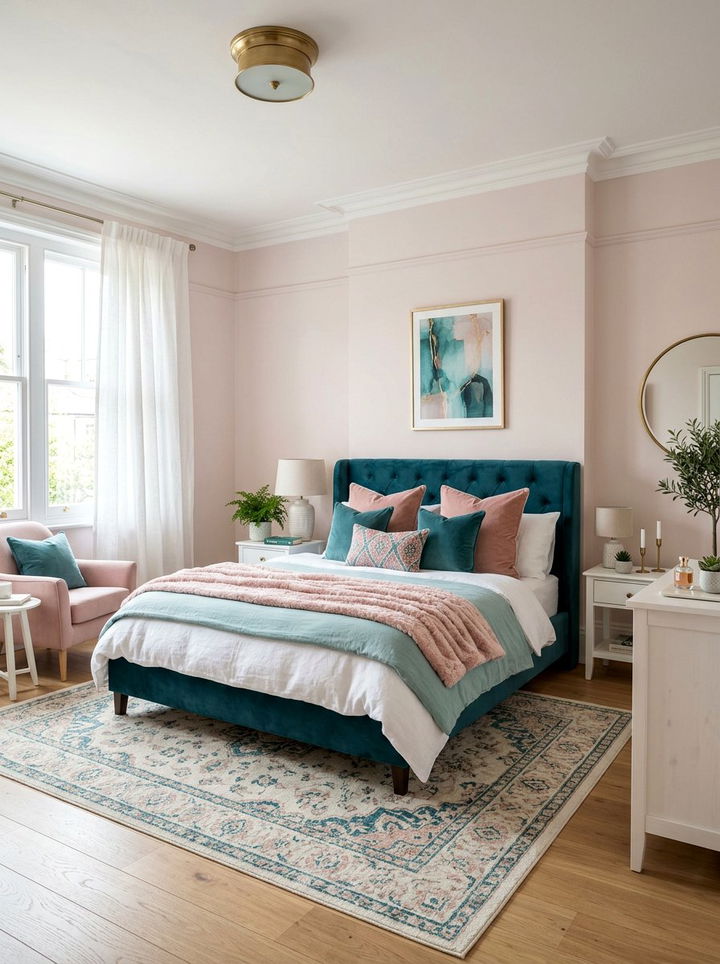 Teal blush pink - 30 modern teal bedroom ideas