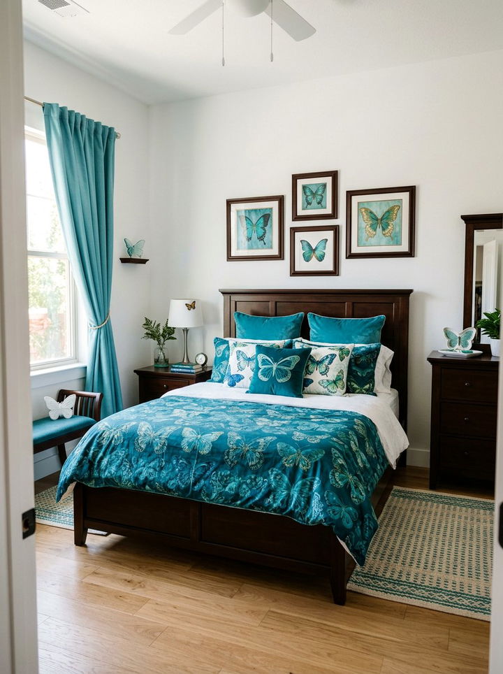 Teal butterfly bedroom decor - 30 butterfly bedroom ideas