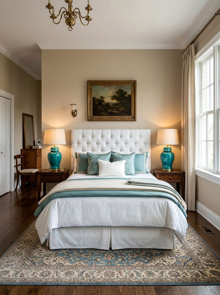 Teal ceramic lamp base - 30 traditional teal bedroom ideas