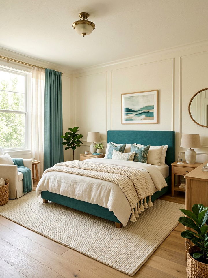Teal cream palette - 30 modern teal bedroom ideas