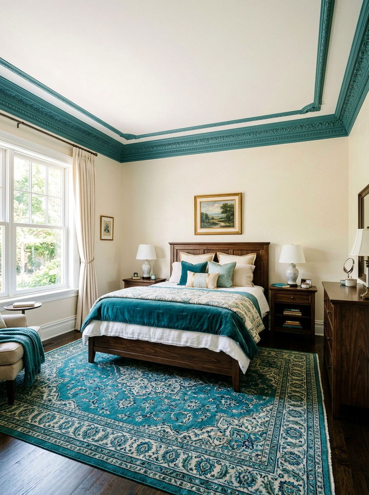 Teal crown molding - 30 traditional teal bedroom ideas