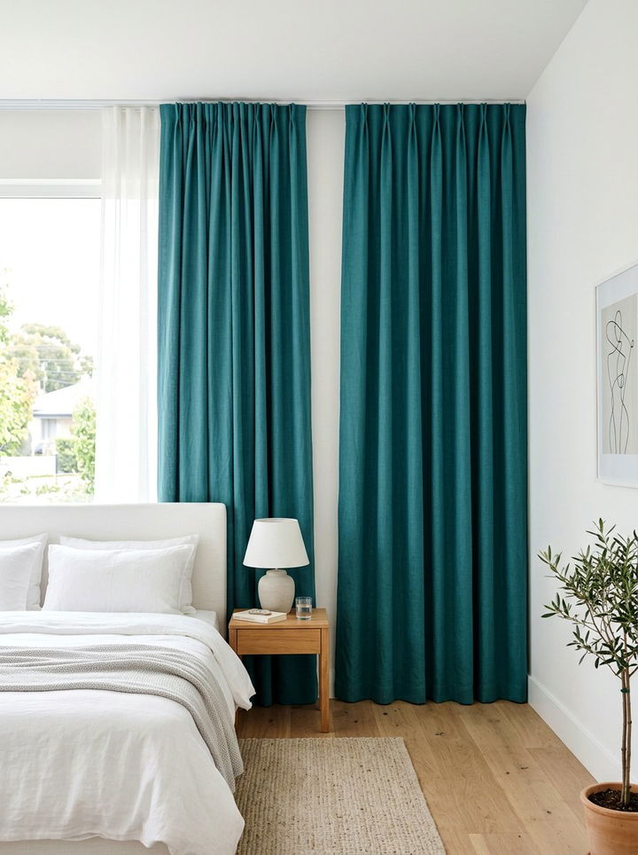 Teal curtains bedroom - 30 minimalist teal bedroom ideas