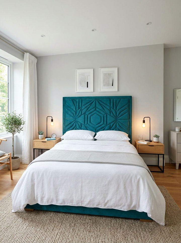 Teal headboard bedroom - 30 minimalist teal bedroom ideas