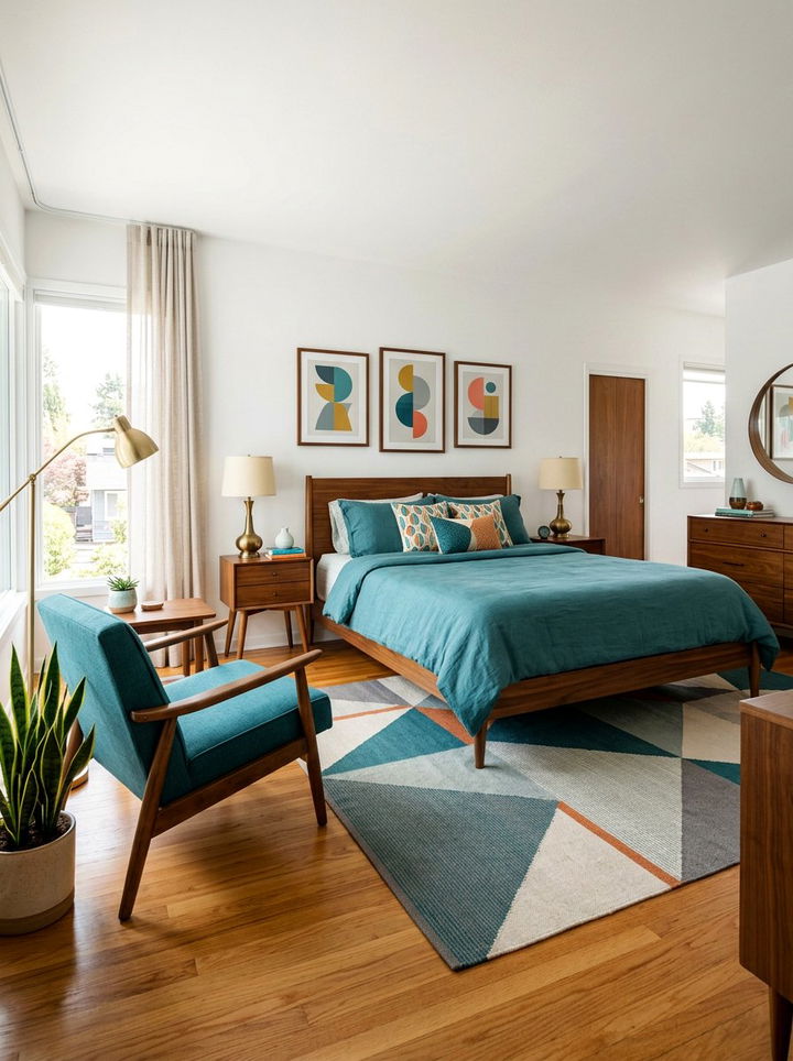 Teal mid century modern - 30 modern teal bedroom ideas