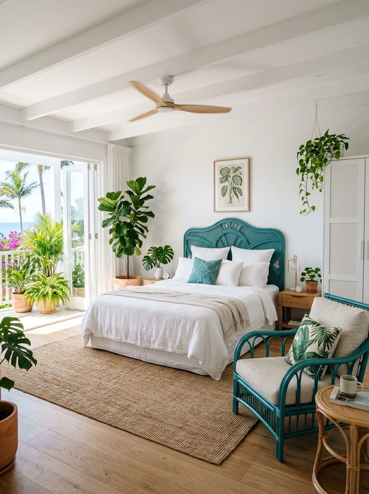 Teal rattan furniture - 30 modern teal bedroom ideas