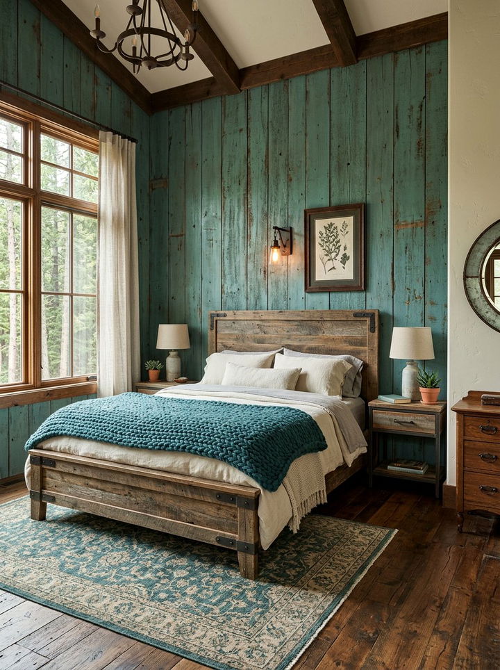 Teal rustic bedroom - 30 contemporary teal bedroom ideas
