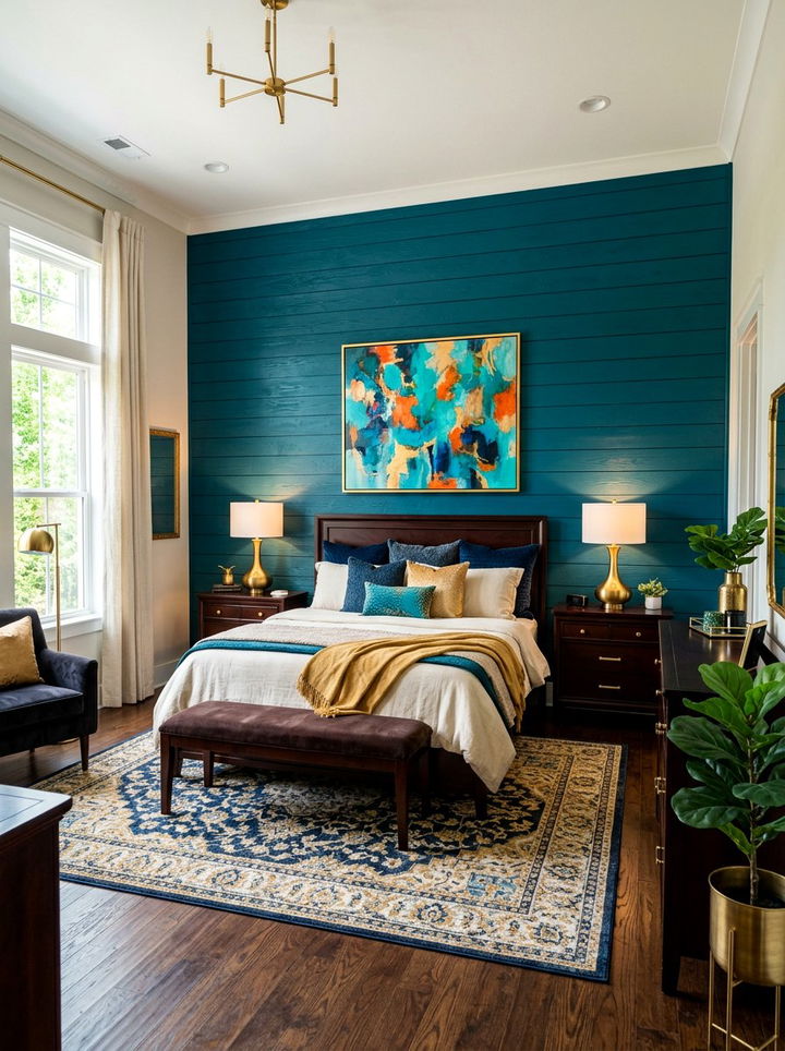 Teal shiplap accent wall - 30 bedroom shiplap walls