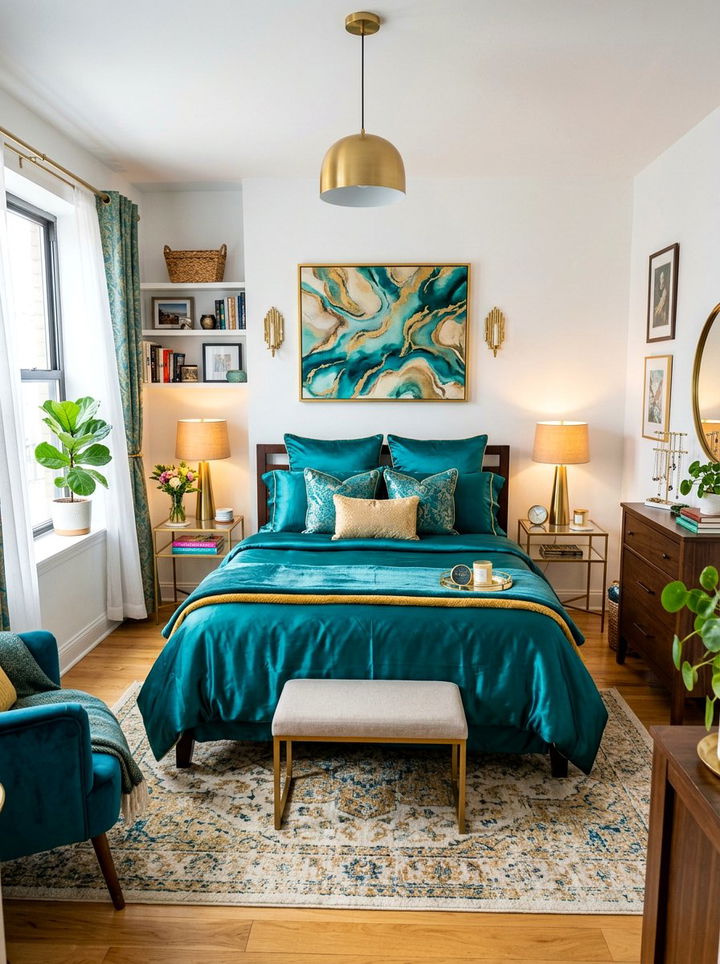 Teal silk bedding - 30 bedroom silk bedding ideas