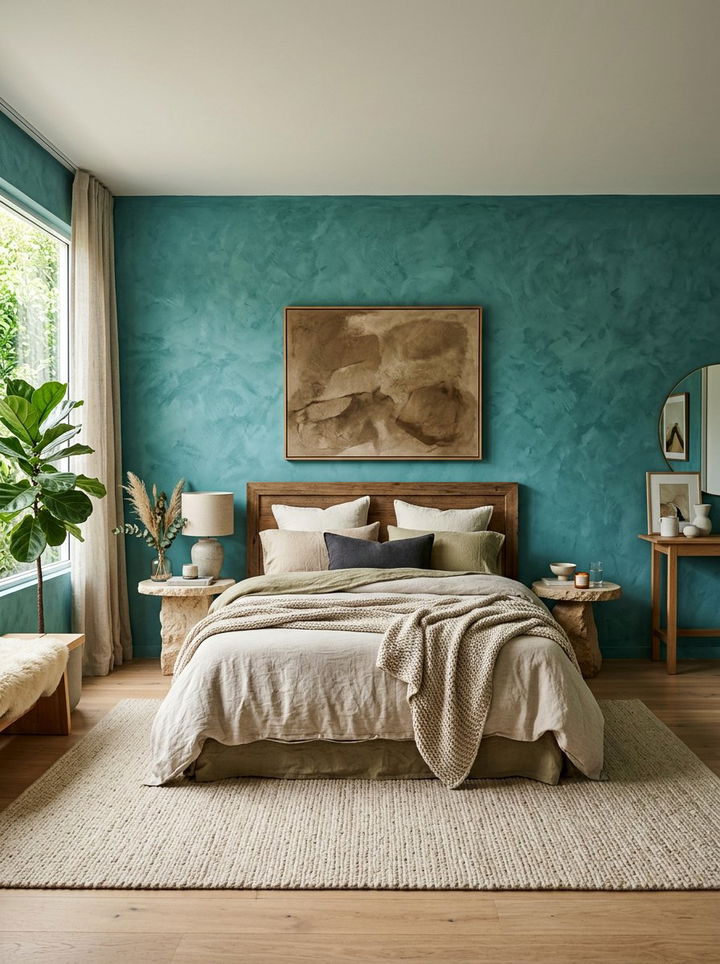 Teal textured walls bedroom - 30 contemporary teal bedroom ideas