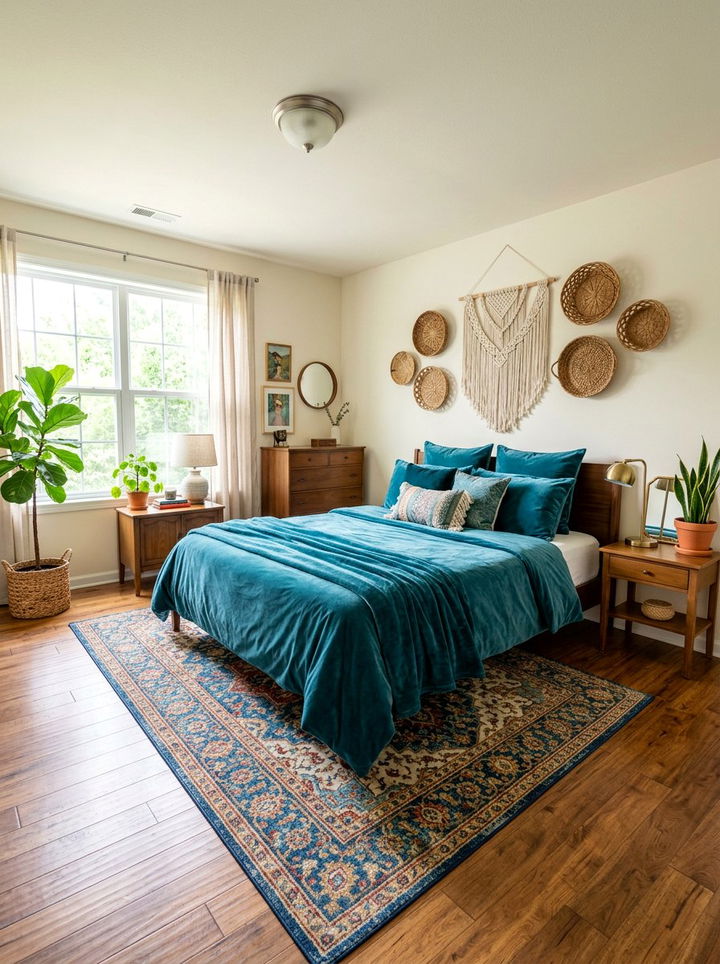 Teal velvet bedding - 30 bedroom velvet bedding ideas